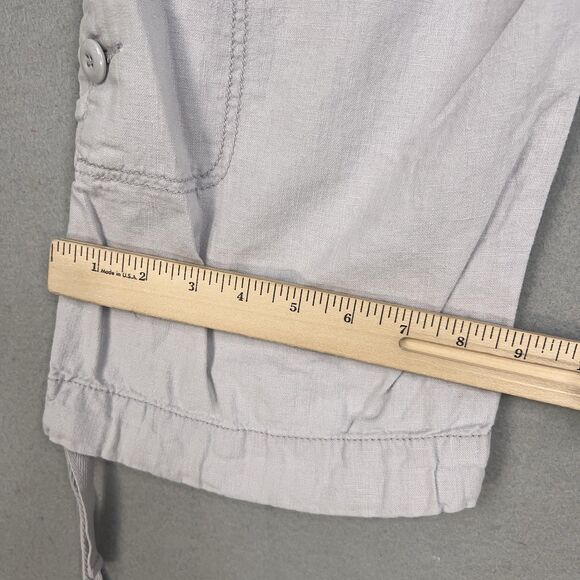 Hei Hei Pants Womens 4 Light Gray Linen Blend Cargo Capri Drawstring Utility Y2K - Picture 12 of 15